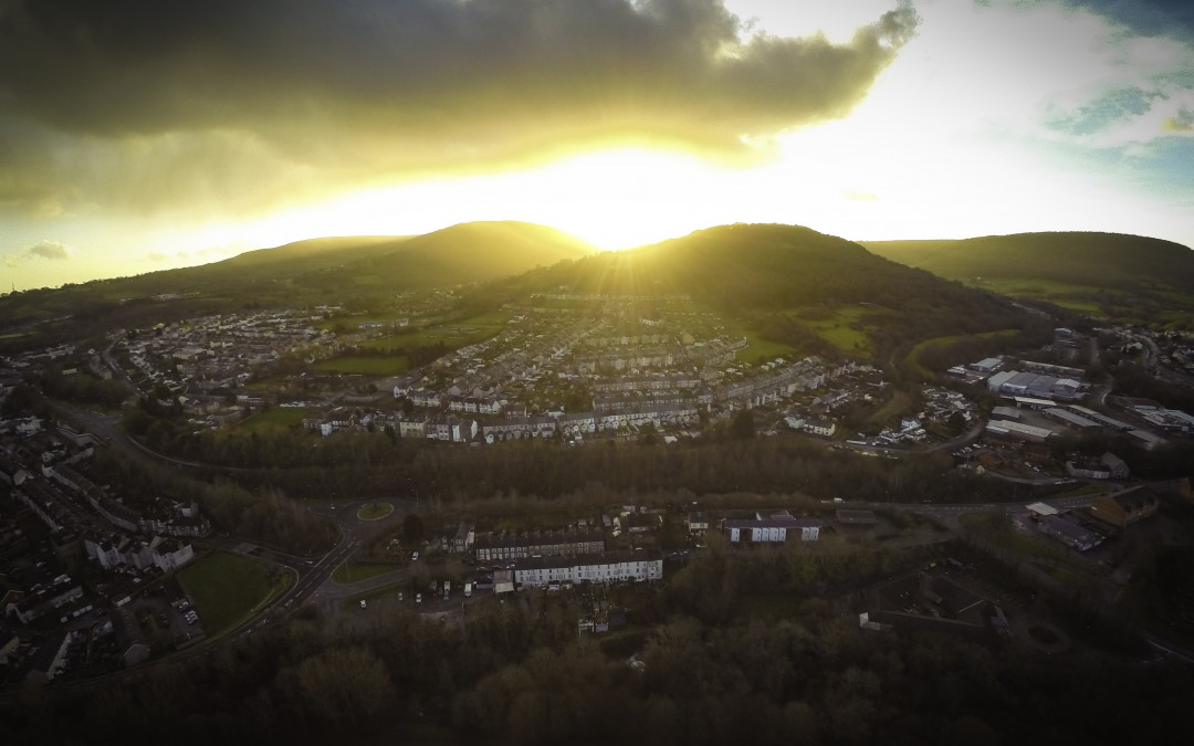 Sunset in Pontypool on Christmas day. Aerial photography before dinner!